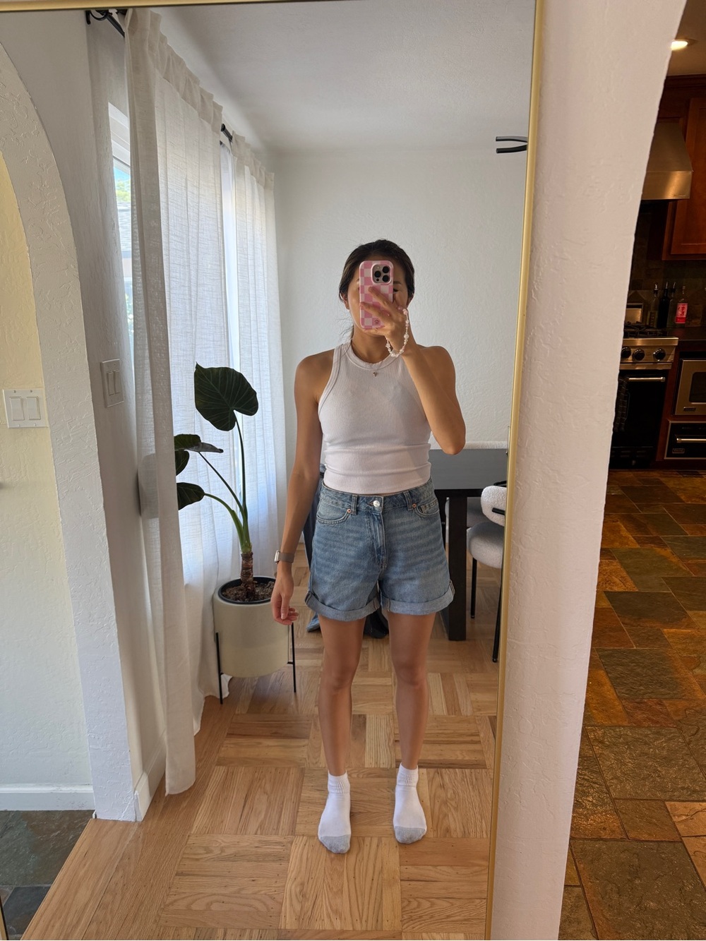 Mango Medium Blue Denim Shorts with Contrast Stitching